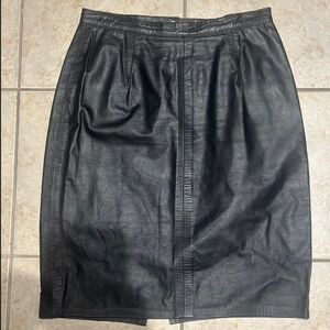 Ann-Gee Classic Black Leather Pencil Skirt